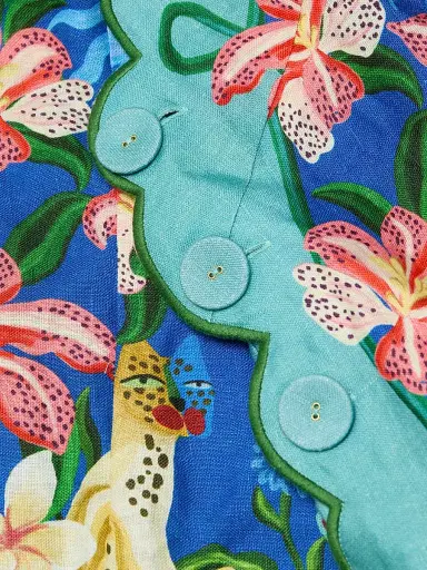 Farm Rio Women's Printed Scalloped Minidress - Blue | Thumbnail 7 Farm Rio Women's Printed Scalloped Minidress - Blue | Thumbnail 7