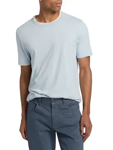 Vince Men's Fine Slub Cotton Double-Layer Crewneck T-Shirt - Playa Blue Smock - Size XXL | Thumbnail 3 Vince Men's Fine Slub Cotton Double-Layer Crewneck T-Shirt - Playa Blue Smock - Size XXL | Thumbnail 3