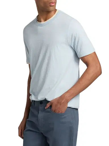 Vince Men's Fine Slub Cotton Double-Layer Crewneck T-Shirt - Playa Blue Smock - Size XXL | Thumbnail 4 Vince Men's Fine Slub Cotton Double-Layer Crewneck T-Shirt - Playa Blue Smock - Size XXL | Thumbnail 4