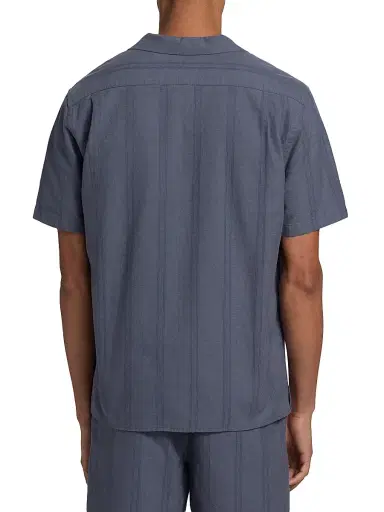 Vince Men's Cove Striped Cotton-Hemp Camp Shirt - Neue Blue - Size XXL | Thumbnail 5 Vince Men's Cove Striped Cotton-Hemp Camp Shirt - Neue Blue - Size XXL | Thumbnail 5
