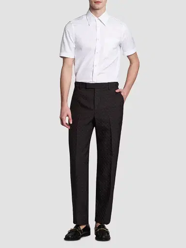 McQueen Men's Skull Jacquard Cotton Shirt - Optical White | Thumbnail 2 McQueen Men's Skull Jacquard Cotton Shirt - Optical White | Thumbnail 2