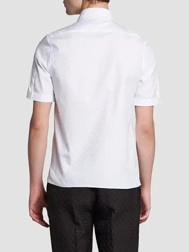 McQueen Men's Skull Jacquard Cotton Shirt - Optical White | Thumbnail 5 McQueen Men's Skull Jacquard Cotton Shirt - Optical White | Thumbnail 5