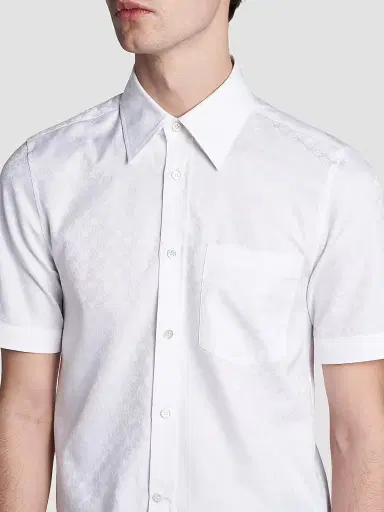 McQueen Men's Skull Jacquard Cotton Shirt - Optical White | Thumbnail 6 McQueen Men's Skull Jacquard Cotton Shirt - Optical White | Thumbnail 6