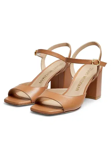 Stuart Weitzman Women's Tia 75MM Leather Sandals - Tan | Thumbnail 2 Stuart Weitzman Women's Tia 75MM Leather Sandals - Tan | Thumbnail 2