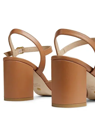 Stuart Weitzman Women's Tia 75MM Leather Sandals - Tan | Thumbnail 3 Stuart Weitzman Women's Tia 75MM Leather Sandals - Tan | Thumbnail 3