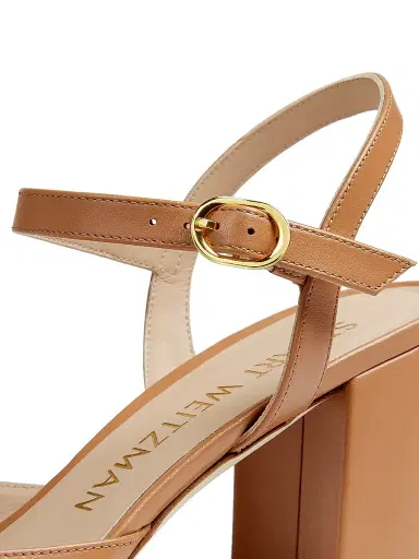 Stuart Weitzman Women's Tia 75MM Leather Sandals - Tan | Thumbnail 5 Stuart Weitzman Women's Tia 75MM Leather Sandals - Tan | Thumbnail 5