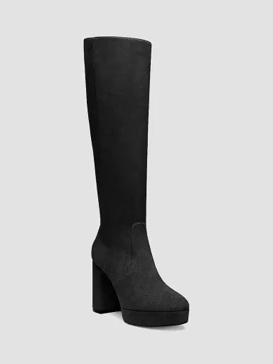 Stuart Weitzman Women's Dayna 100MM Suede Platform Boots - Black | Thumbnail 2 Stuart Weitzman Women's Dayna 100MM Suede Platform Boots - Black | Thumbnail 2