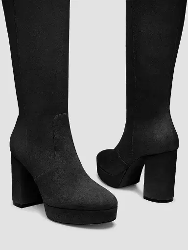 Stuart Weitzman Women's Dayna 100MM Suede Platform Boots - Black | Thumbnail 4 Stuart Weitzman Women's Dayna 100MM Suede Platform Boots - Black | Thumbnail 4