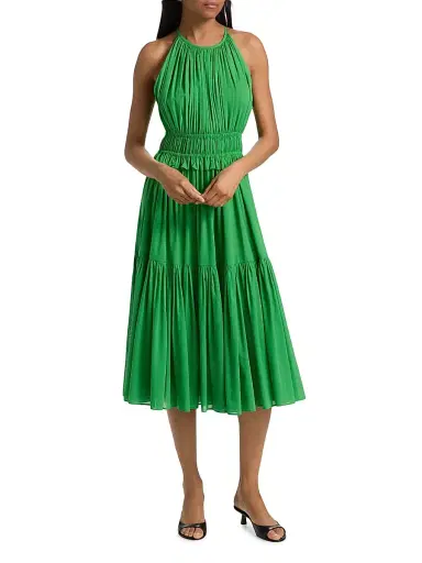 DEREK LAM 10 CROSBY Women's Sloane Shirred Cotton Midi-Dress | Thumbnail 3 DEREK LAM 10 CROSBY Women's Sloane Shirred Cotton Midi-Dress | Thumbnail 3