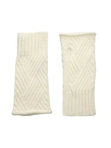 Saks Fifth Avenue Women's Cabel-Knit Ribbed Trim Fingerless Gloves | Thumbnail 1 Saks Fifth Avenue Women's Cabel-Knit Ribbed Trim Fingerless Gloves | Thumbnail 1