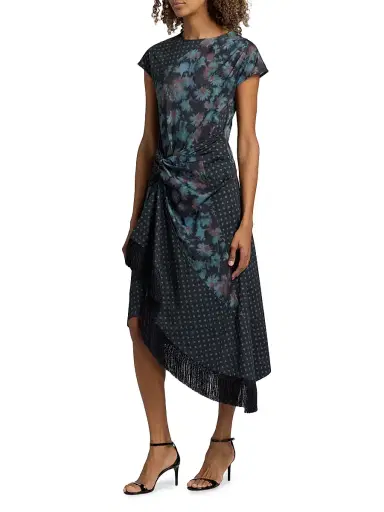 3.1 Phillip Lim Women's Desert Flower Twist Multi-Print Midi-Dress - Midnight Multi | Thumbnail 4 3.1 Phillip Lim Women's Desert Flower Twist Multi-Print Midi-Dress - Midnight Multi | Thumbnail 4