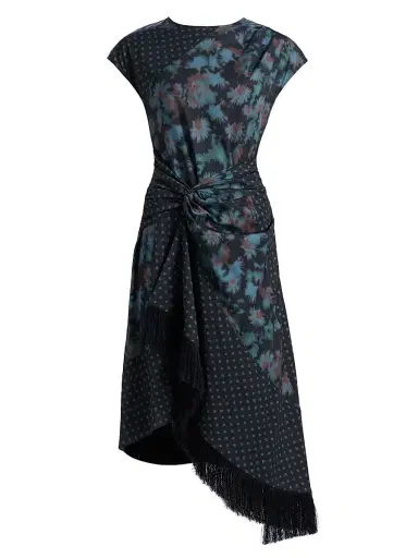 3.1 Phillip Lim Women's Desert Flower Twist Multi-Print Midi-Dress - Midnight Multi | Thumbnail 1 3.1 Phillip Lim Women's Desert Flower Twist Multi-Print Midi-Dress - Midnight Multi | Thumbnail 1