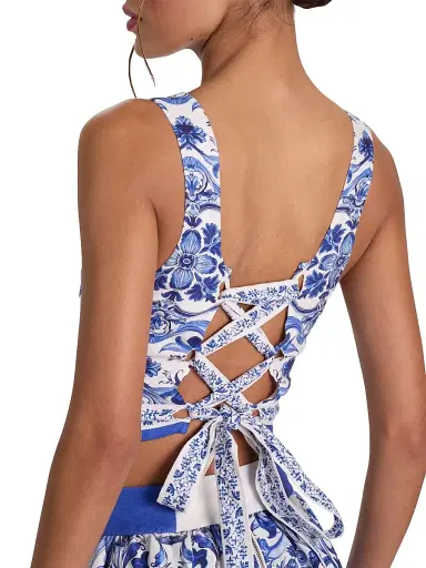 ALICE + OLIVIA Women's Miriam Sweetheart Crop Top - Solstice | Thumbnail 6 ALICE + OLIVIA Women's Miriam Sweetheart Crop Top - Solstice | Thumbnail 6