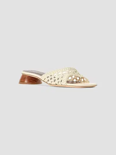 Staud Women's Simone Crochet 3MM Leather Sandals - Cream | Thumbnail 2 Staud Women's Simone Crochet 3MM Leather Sandals - Cream | Thumbnail 2