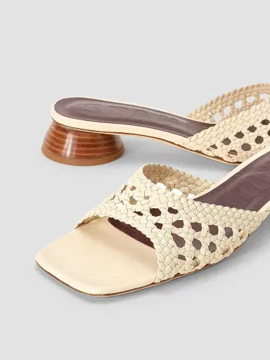 Staud Women's Simone Crochet 3MM Leather Sandals - Cream | Thumbnail 4 Staud Women's Simone Crochet 3MM Leather Sandals - Cream | Thumbnail 4