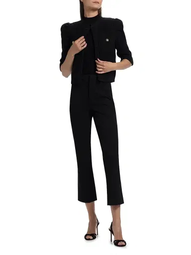 L'Agence Women's Delilah Cropped Textured Cardigan | Thumbnail 2 L'Agence Women's Delilah Cropped Textured Cardigan | Thumbnail 2