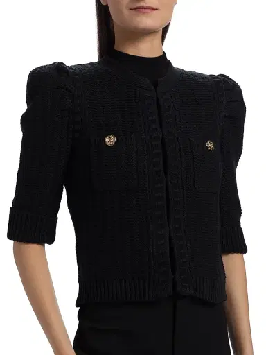 L'Agence Women's Delilah Cropped Textured Cardigan | Thumbnail 6 L'Agence Women's Delilah Cropped Textured Cardigan | Thumbnail 6