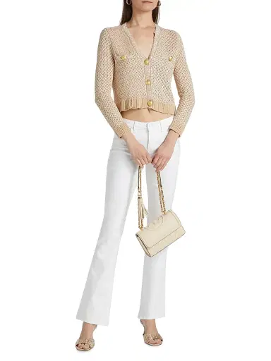 L'Agence Women's Blanca Knit Sequined Cardigan - Natural Multi Gold - Size XL | Thumbnail 2 L'Agence Women's Blanca Knit Sequined Cardigan - Natural Multi Gold - Size XL | Thumbnail 2