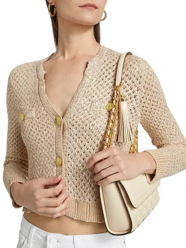 L'Agence Women's Blanca Knit Sequined Cardigan - Natural Multi Gold - Size XL | Thumbnail 6 L'Agence Women's Blanca Knit Sequined Cardigan - Natural Multi Gold - Size XL | Thumbnail 6