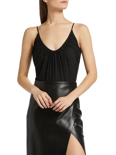 L'Agence Women's Gelina Rusched Bodysuit - Black - Size XL | Thumbnail 3 L'Agence Women's Gelina Rusched Bodysuit - Black - Size XL | Thumbnail 3