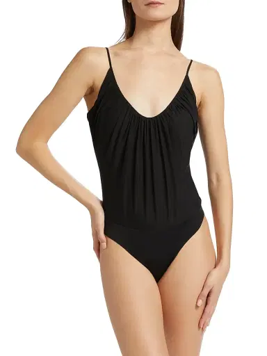 L'Agence Women's Gelina Rusched Bodysuit - Black - Size XL | Thumbnail 6 L'Agence Women's Gelina Rusched Bodysuit - Black - Size XL | Thumbnail 6