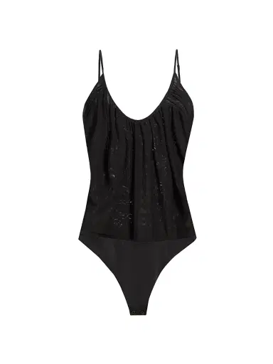 L'Agence Women's Gelina Rusched Bodysuit - Black - Size XL | Thumbnail 1 L'Agence Women's Gelina Rusched Bodysuit - Black - Size XL | Thumbnail 1