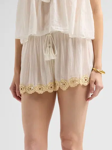 Ulla Johnson Women's Liya Cotton Cover-Up Shorts - Creme | Thumbnail 4 Ulla Johnson Women's Liya Cotton Cover-Up Shorts - Creme | Thumbnail 4