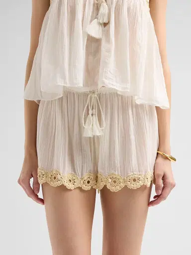 Ulla Johnson Women's Liya Cotton Cover-Up Shorts - Creme | Thumbnail 5 Ulla Johnson Women's Liya Cotton Cover-Up Shorts - Creme | Thumbnail 5