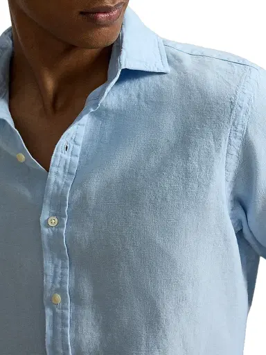 Polo Ralph Lauren Men's Linen Button-Front Shirt - Office Blue | Thumbnail 5 Polo Ralph Lauren Men's Linen Button-Front Shirt - Office Blue | Thumbnail 5