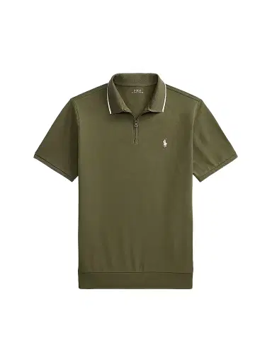 Polo Ralph Lauren Men's Classic-Fit Stretch Mesh Zip Polo Shirt - Cruise Olive - Size XS | Thumbnail 1 Polo Ralph Lauren Men's Classic-Fit Stretch Mesh Zip Polo Shirt - Cruise Olive - Size XS | Thumbnail 1