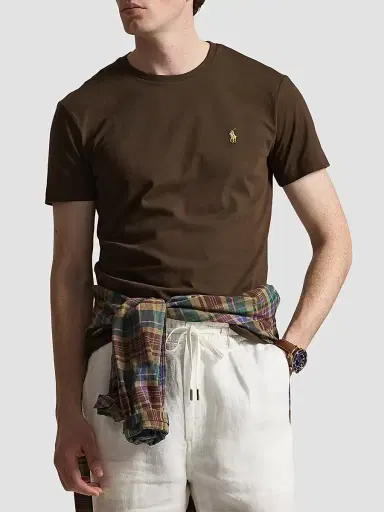 Polo Ralph Lauren Men's Custom-Slim-Fit Jersey Crewneck T-Shirt - Nutmeg Brown | Thumbnail 4 Polo Ralph Lauren Men's Custom-Slim-Fit Jersey Crewneck T-Shirt - Nutmeg Brown | Thumbnail 4