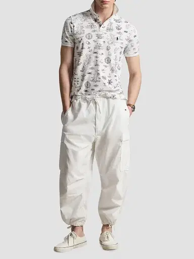 Polo Ralph Lauren Men's Custom-Slim-Fit Nautical Mesh Polo Shirt - Seaward Bound White - Size XXL | Thumbnail 2 Polo Ralph Lauren Men's Custom-Slim-Fit Nautical Mesh Polo Shirt - Seaward Bound White - Size XXL | Thumbnail 2