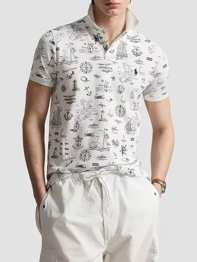 Polo Ralph Lauren Men's Custom-Slim-Fit Nautical Mesh Polo Shirt - Seaward Bound White - Size XXL | Thumbnail 4 Polo Ralph Lauren Men's Custom-Slim-Fit Nautical Mesh Polo Shirt - Seaward Bound White - Size XXL | Thumbnail 4