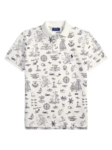 Polo Ralph Lauren Men's Custom-Slim-Fit Nautical Mesh Polo Shirt - Seaward Bound White - Size XXL | Thumbnail 1 Polo Ralph Lauren Men's Custom-Slim-Fit Nautical Mesh Polo Shirt - Seaward Bound White - Size XXL | Thumbnail 1