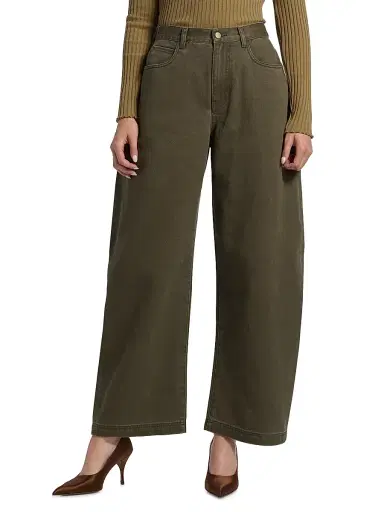 Ronny Kobo Women's Ninon Barrel-Leg Jeans - Olive | Thumbnail 3 Ronny Kobo Women's Ninon Barrel-Leg Jeans - Olive | Thumbnail 3