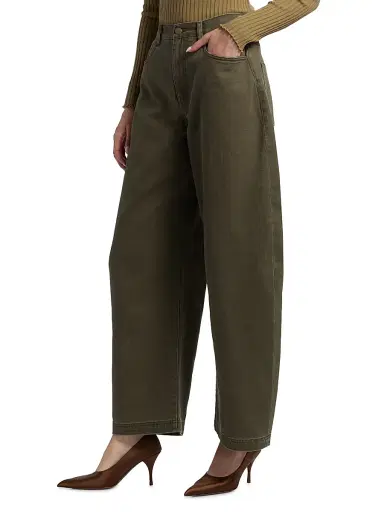 Ronny Kobo Women's Ninon Barrel-Leg Jeans - Olive | Thumbnail 4 Ronny Kobo Women's Ninon Barrel-Leg Jeans - Olive | Thumbnail 4