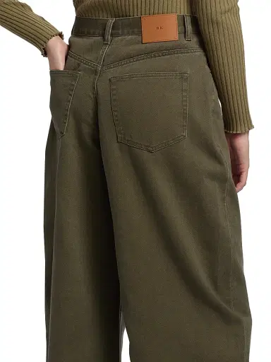 Ronny Kobo Women's Ninon Barrel-Leg Jeans - Olive | Thumbnail 6 Ronny Kobo Women's Ninon Barrel-Leg Jeans - Olive | Thumbnail 6