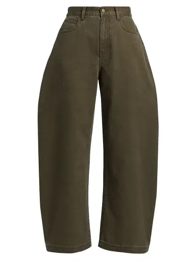 Ronny Kobo Women's Ninon Barrel-Leg Jeans - Olive | Thumbnail 1 Ronny Kobo Women's Ninon Barrel-Leg Jeans - Olive | Thumbnail 1