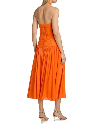 Ronny Kobo Women's Wrenley Ruched Halter Midi-Dress - Clementine | Thumbnail 5 Ronny Kobo Women's Wrenley Ruched Halter Midi-Dress - Clementine | Thumbnail 5