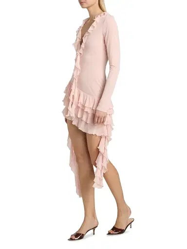 Ronny Kobo Women's Lyla Ruffled Jersey Minidress - Seashell | Thumbnail 4 Ronny Kobo Women's Lyla Ruffled Jersey Minidress - Seashell | Thumbnail 4