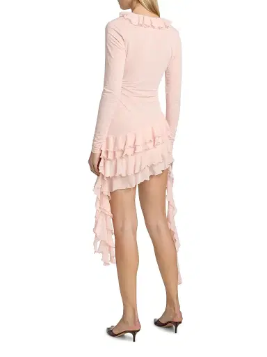 Ronny Kobo Women's Lyla Ruffled Jersey Minidress - Seashell | Thumbnail 5 Ronny Kobo Women's Lyla Ruffled Jersey Minidress - Seashell | Thumbnail 5