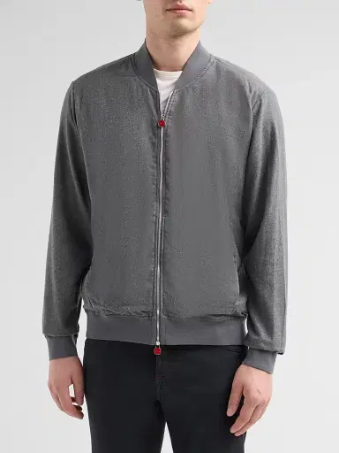 Kiton Men's Cotton Jersey Zip-Front Jacket - Grey - Size 38 | Thumbnail 4 Kiton Men's Cotton Jersey Zip-Front Jacket - Grey - Size 38 | Thumbnail 4