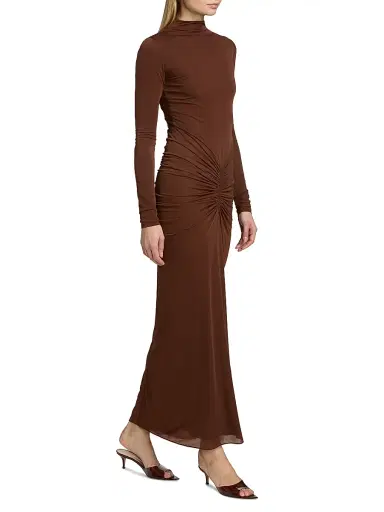 Ronny Kobo Women's Scorpio Ruched Column Maxi Dress - Brown | Thumbnail 2 Ronny Kobo Women's Scorpio Ruched Column Maxi Dress - Brown | Thumbnail 2