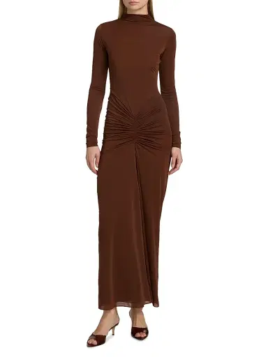 Ronny Kobo Women's Scorpio Ruched Column Maxi Dress - Brown | Thumbnail 3 Ronny Kobo Women's Scorpio Ruched Column Maxi Dress - Brown | Thumbnail 3