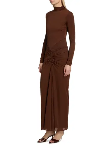 Ronny Kobo Women's Scorpio Ruched Column Maxi Dress - Brown | Thumbnail 4 Ronny Kobo Women's Scorpio Ruched Column Maxi Dress - Brown | Thumbnail 4