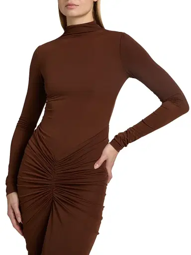 Ronny Kobo Women's Scorpio Ruched Column Maxi Dress - Brown | Thumbnail 6 Ronny Kobo Women's Scorpio Ruched Column Maxi Dress - Brown | Thumbnail 6