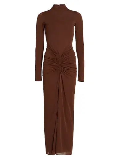 Ronny Kobo Women's Scorpio Ruched Column Maxi Dress - Brown | Thumbnail 1 Ronny Kobo Women's Scorpio Ruched Column Maxi Dress - Brown | Thumbnail 1