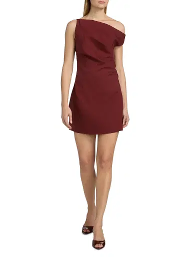 Ronny Kobo Women's Winnie Draped One-Shoulder Minidress - Burgundy | Thumbnail 2 Ronny Kobo Women's Winnie Draped One-Shoulder Minidress - Burgundy | Thumbnail 2
