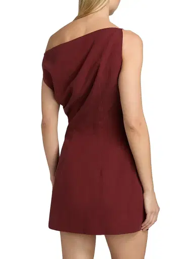 Ronny Kobo Women's Winnie Draped One-Shoulder Minidress - Burgundy | Thumbnail 5 Ronny Kobo Women's Winnie Draped One-Shoulder Minidress - Burgundy | Thumbnail 5