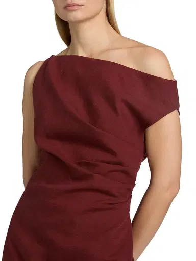 Ronny Kobo Women's Winnie Draped One-Shoulder Minidress - Burgundy | Thumbnail 6 Ronny Kobo Women's Winnie Draped One-Shoulder Minidress - Burgundy | Thumbnail 6